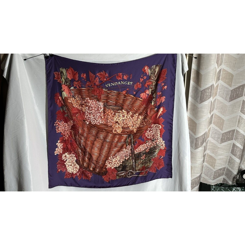 Hermès "Vendanges" by Valerie Dawlat-Dumoulin Vintage Silk Scarf  2001